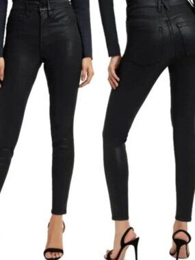 Good American Good Legs Skinny Jeans Coated Black High Rise Size 2/26